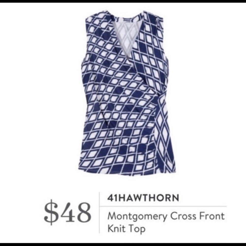 Stitch Fix 41 Hawthorn | Montgomery Cross Front Knit Top Blue Wrap Size Small